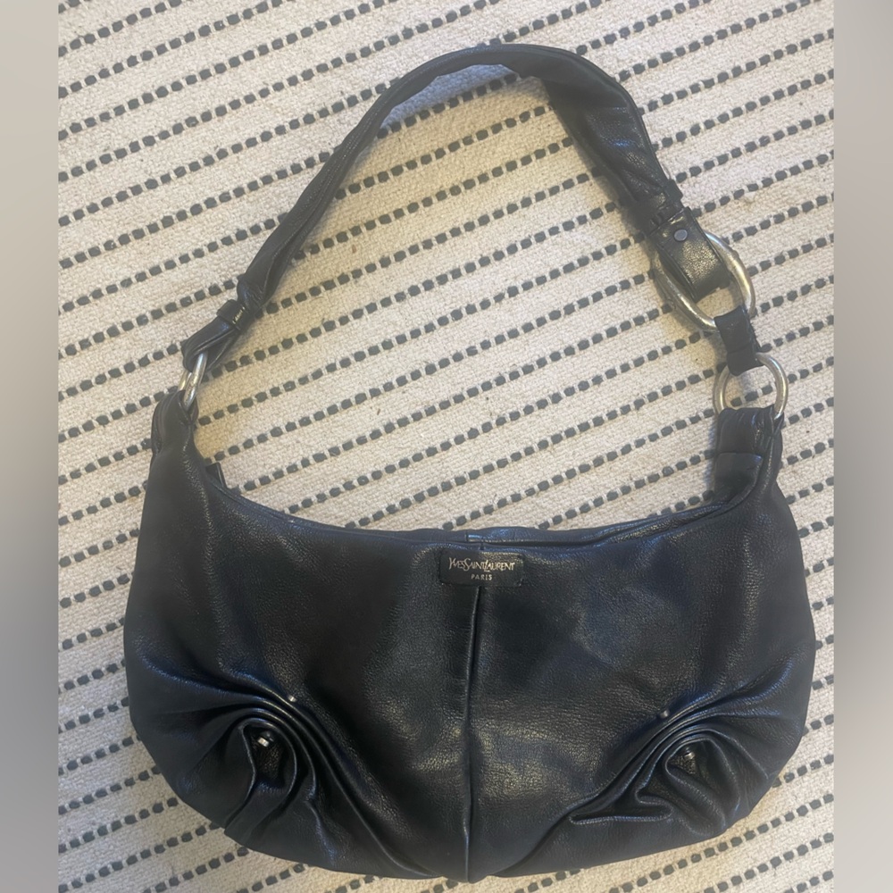Yves Saint Laurent Black Leather Hobo Bag